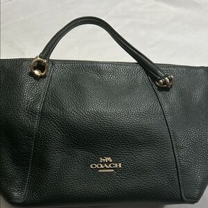 Coach Dark Green Leather Tote Bag